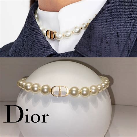 dior cd necklace pearl|christian Dior choker necklaces.